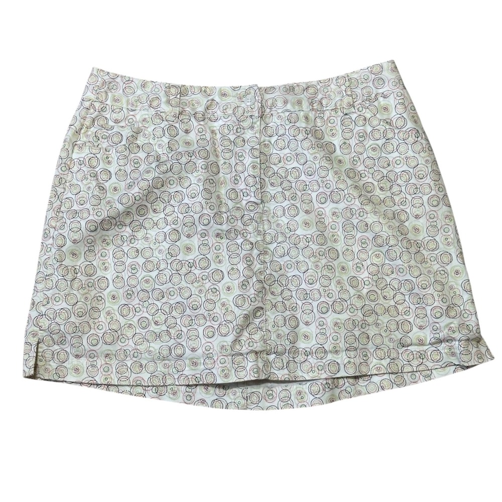 Slazenger Women's Sz 10 Golf Skirt Skort‎ White Geometric Circles Print